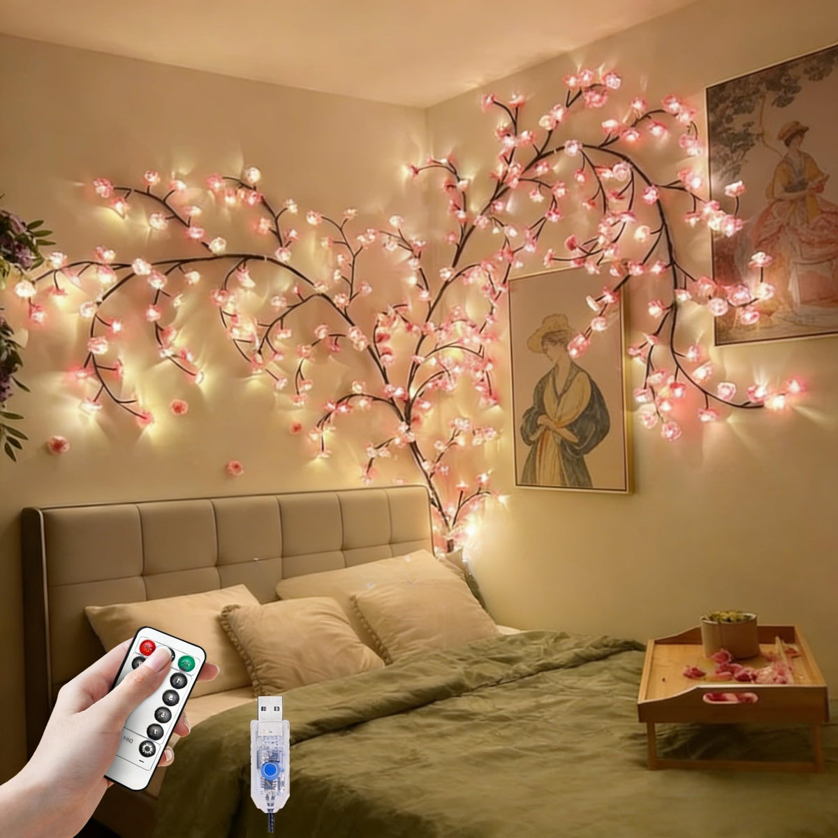 FIALAME cherry blossom light on wall creates romantic ambiance