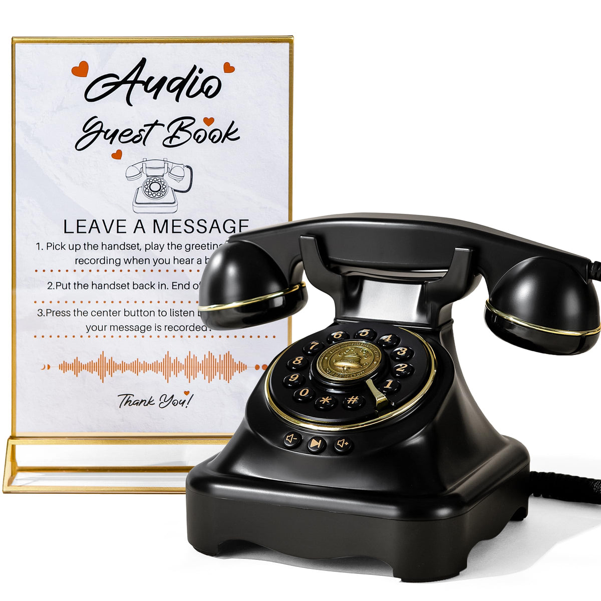 FiayaCom Audio Guest Book wedding phone front view showing sleek design and large storage