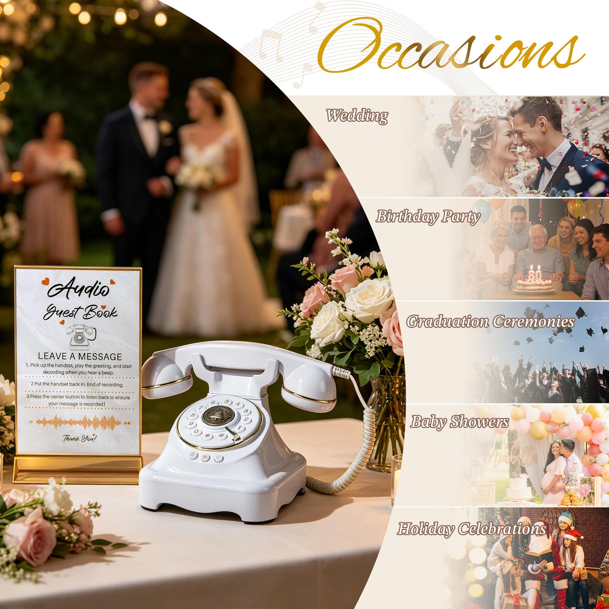 FiayaCom Audio Guest Book long-battery-life ensures hours of recording during the celebration