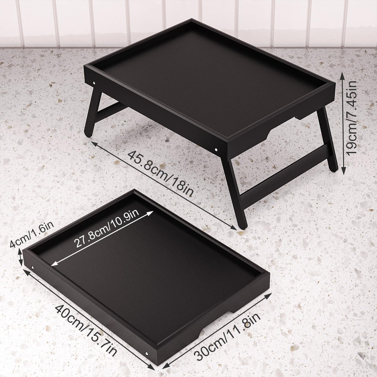 Fibogollo bamboo bed tray guardrail prevents spills and protects surfaces
