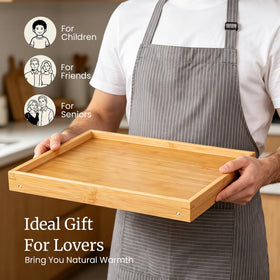 Fibogollo bamboo tray folds flat for compact storage.