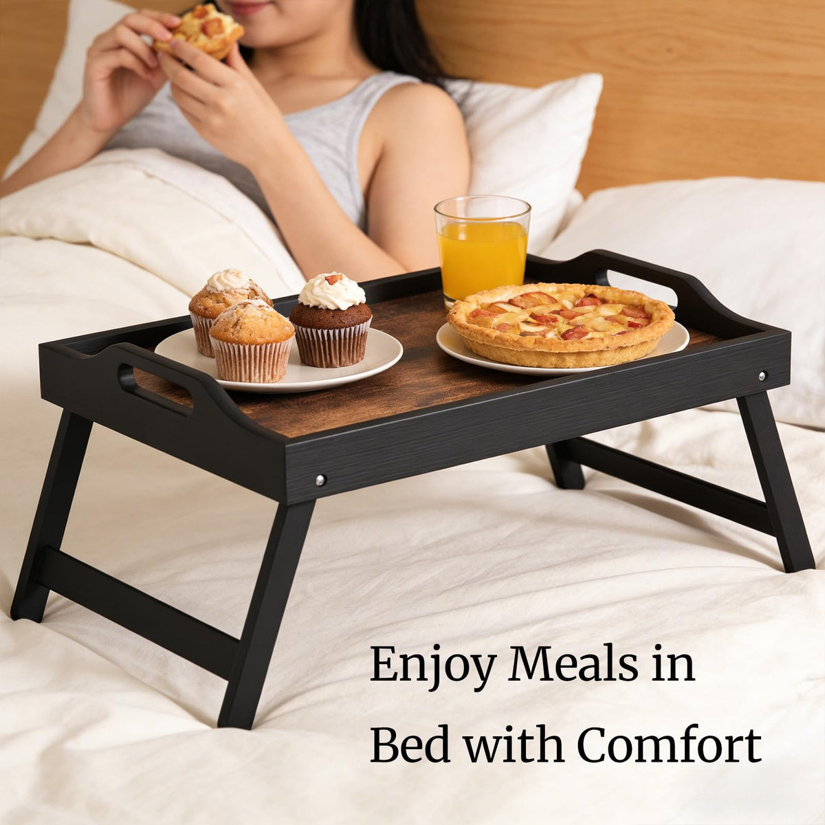 Fibogollo bed tray handle for easy transport around the home