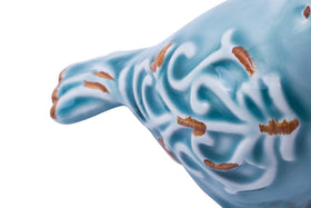 FICITI bird figurine set of 3, glossy closeup highlighting glazed ceramic details.