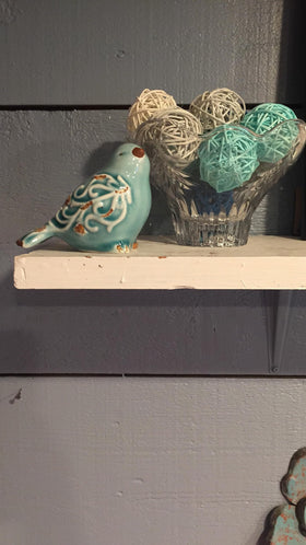 FICITI bird figurine set of 3, side profile view for bookcases and tabletops.
