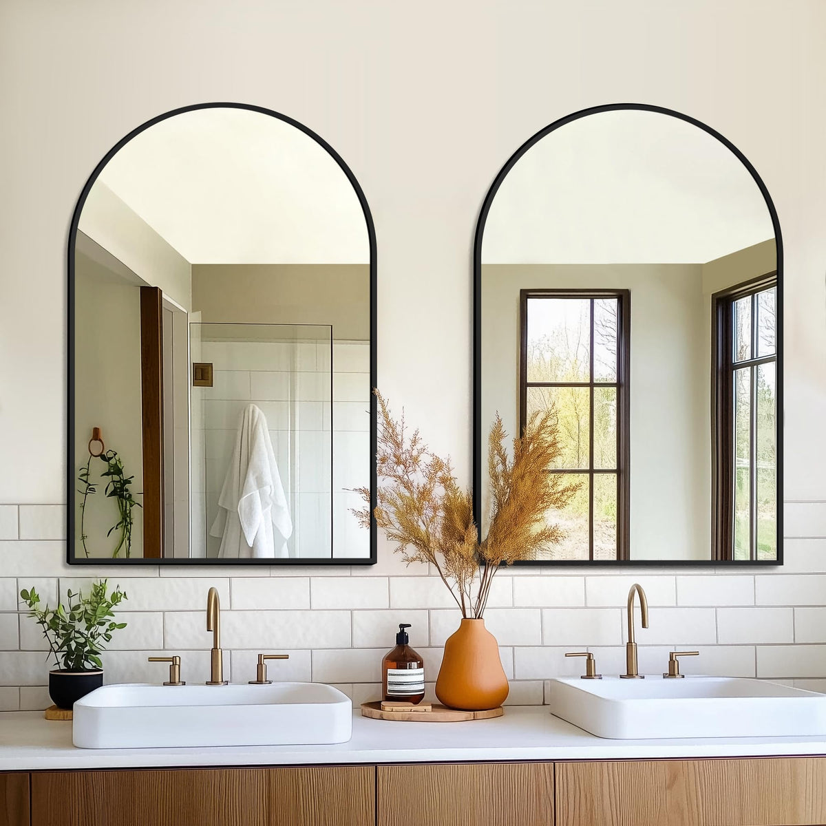 FICTOR arch mirror 24x36 with black frame for a modern wall space