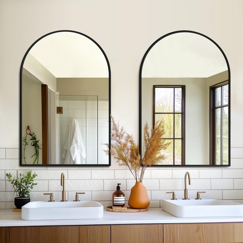 FICTOR arch mirror 24x36 with black frame for a modern wall space