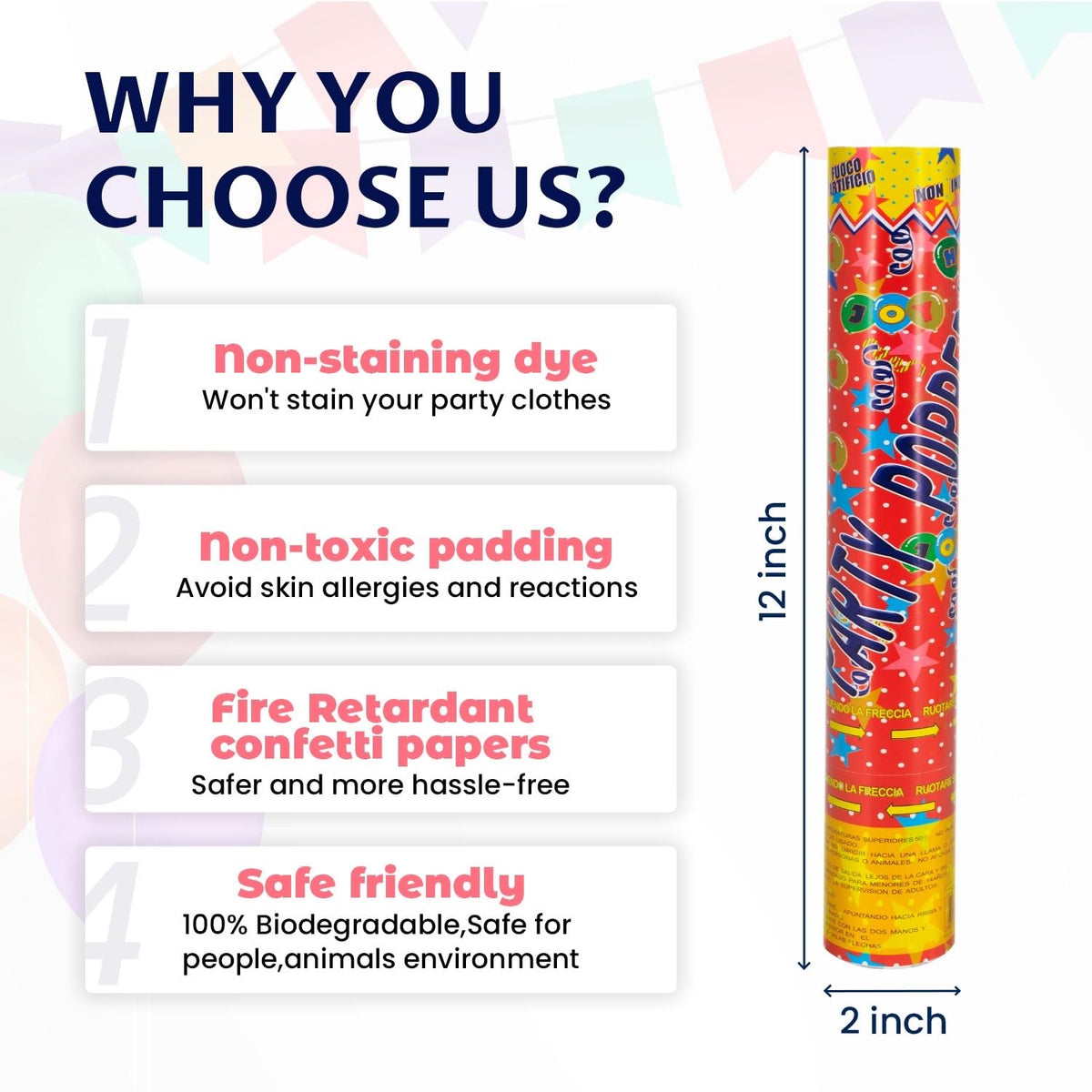 FIEKEICC Biodegradable confetti poppers add eco-friendly sparkle to any event.