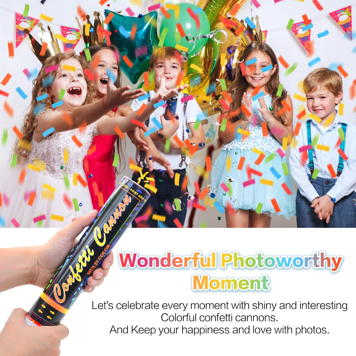 FIEKEICC confetti cannon reaches 15 to 20 feet for a bold reveal.