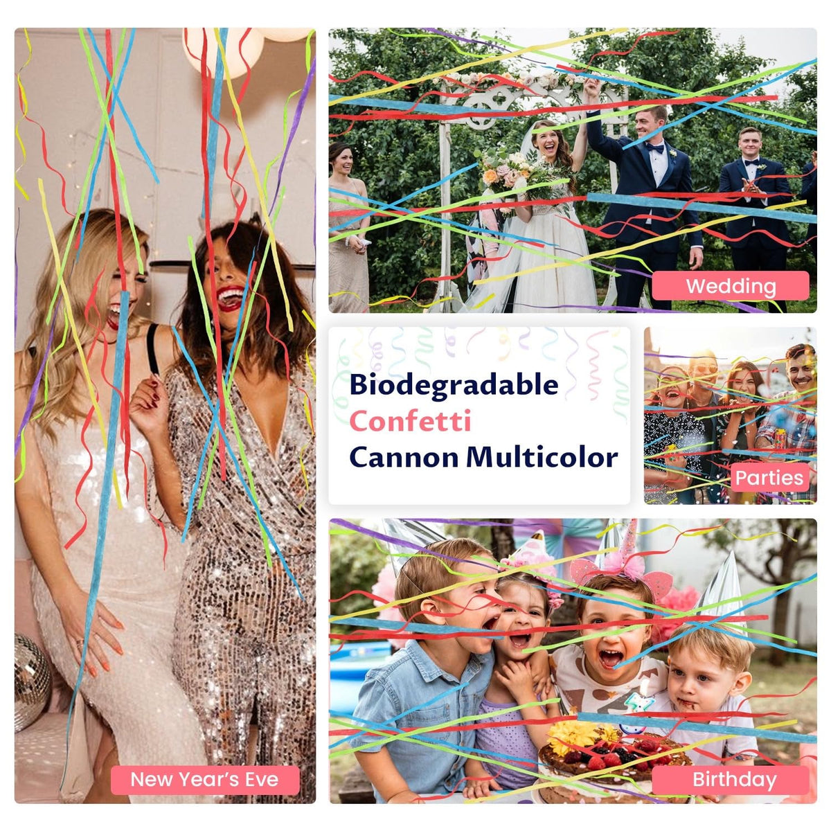 FIEKEICC confetti cannon used indoors and outdoors for versatile events.