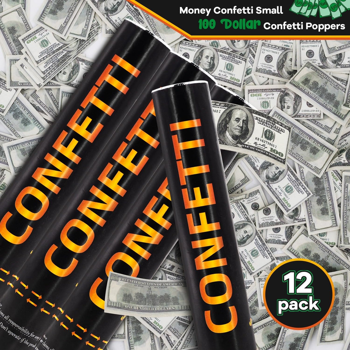 FIEKEICC dollar-bill confetti burst captures indoor and outdoor moments with eco-friendly flair.