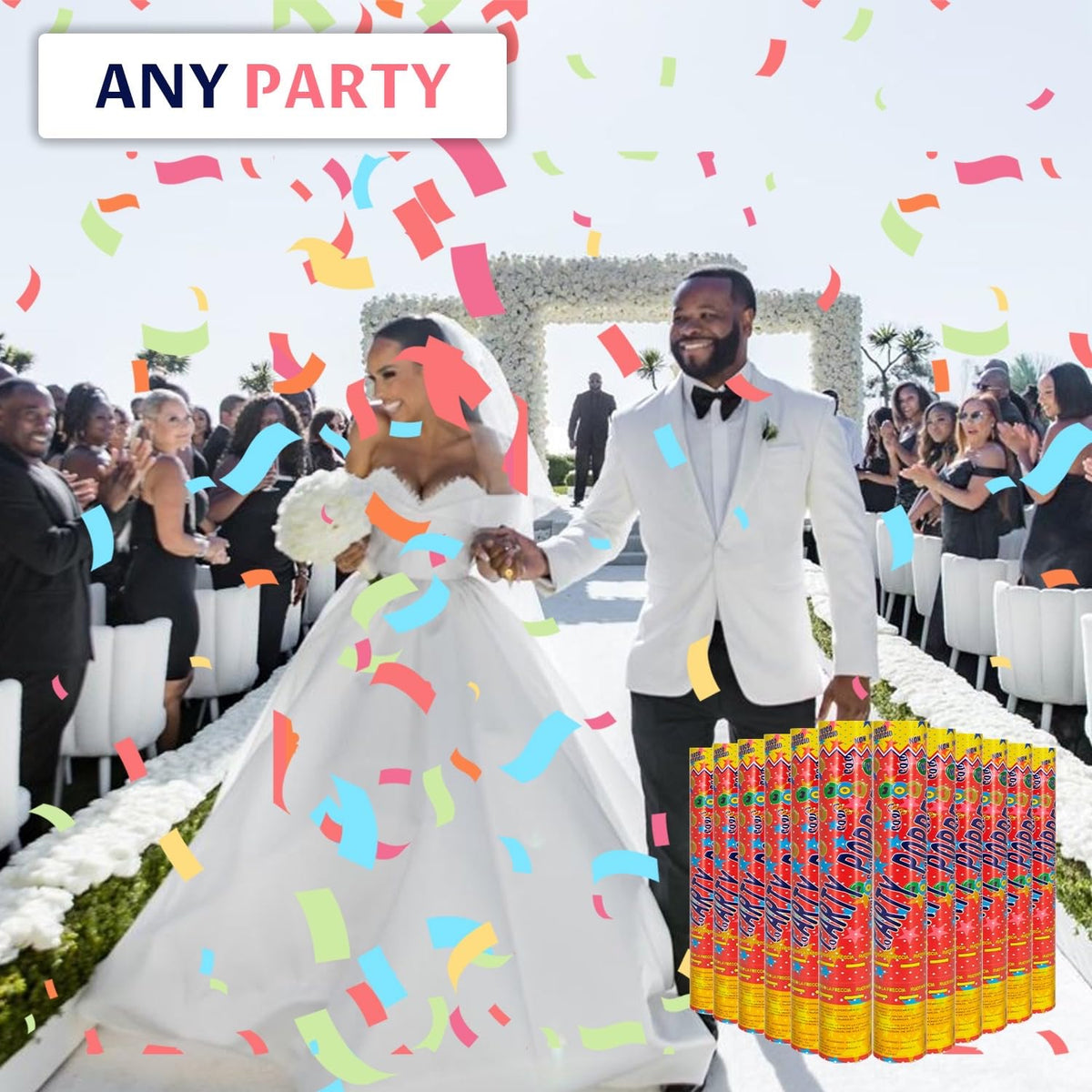 FIEKEICC party kit aids memorable photo moments with bursts of color.