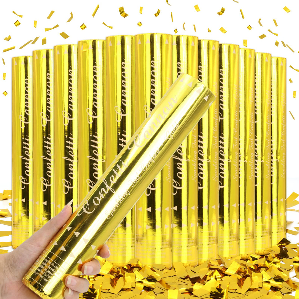 FIEKEICC Gold Confetti Poppers for unforgettable weddings and celebrations.
