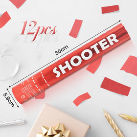 FIEKEICC red confetti cannon twist-action demonstrates quick, clean release.