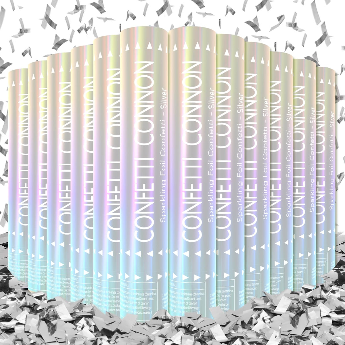 FIEKEICC silver confetti poppers in a 12-pack ready to spark celebrations.