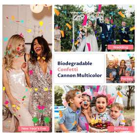 FIEKEICC wedding and graduation scenes with multicolor poppers create festive memories.