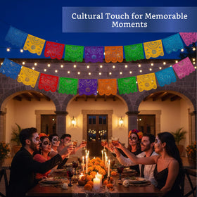 Fiesta Wraps birthday and wedding banner display offers reusable celebration decor.