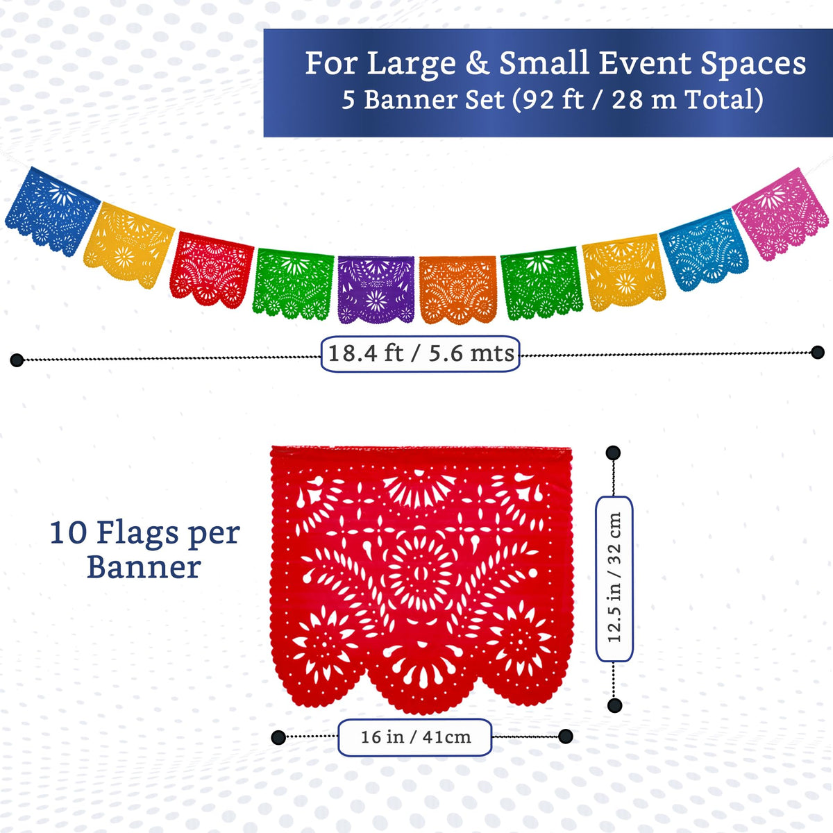 Fiesta Wraps papel picado design closeup reveals intricate cutouts and bright hues.