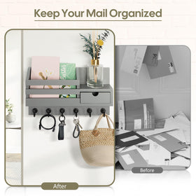 FifthQuarter key and mail holder shows six hooks for keys, glasses, and more.
