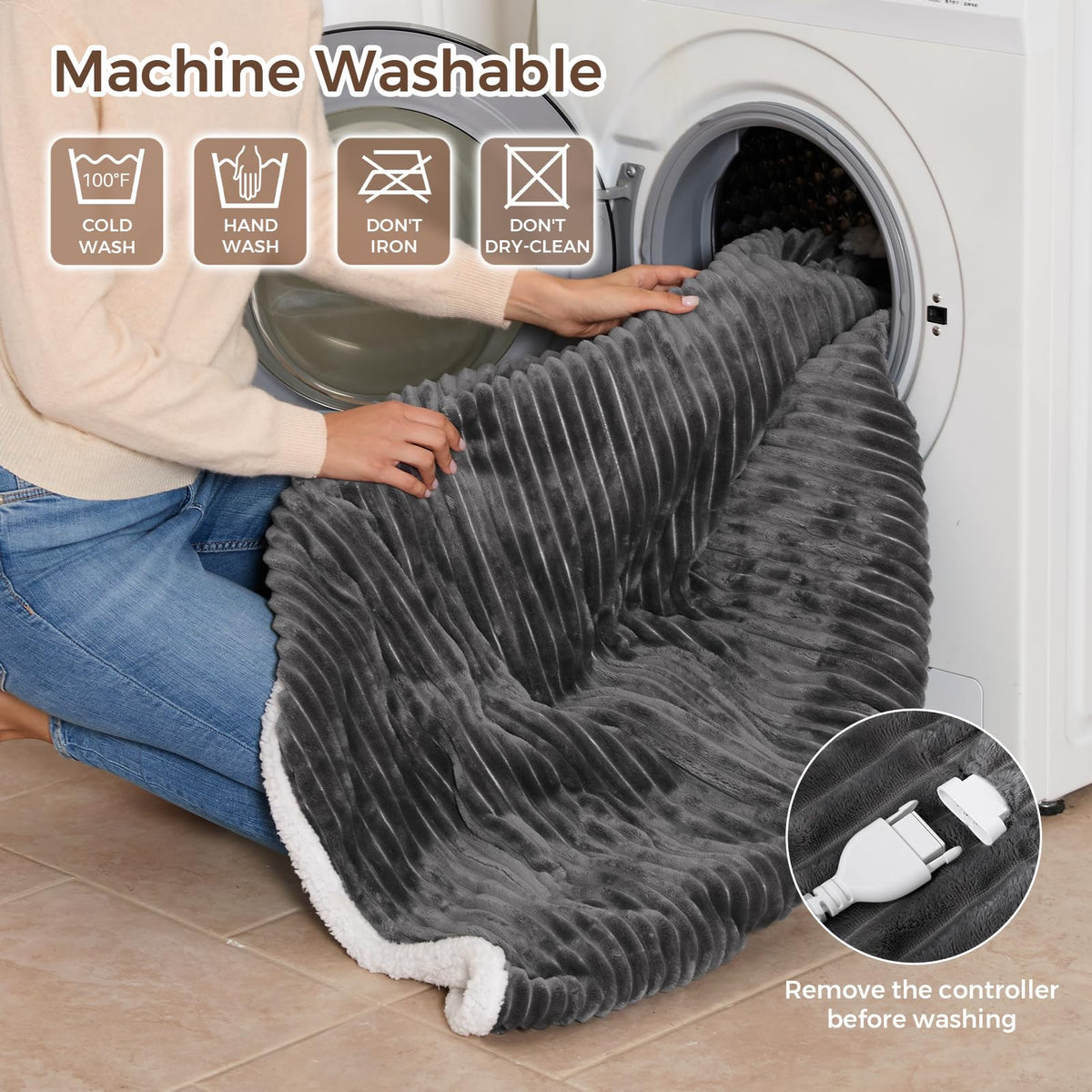 FIGERM machine-washable fabric after controller removal preserves color