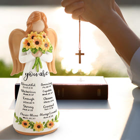Fighting to Achieve 19.5 cm angel statue inspires warm reflections.