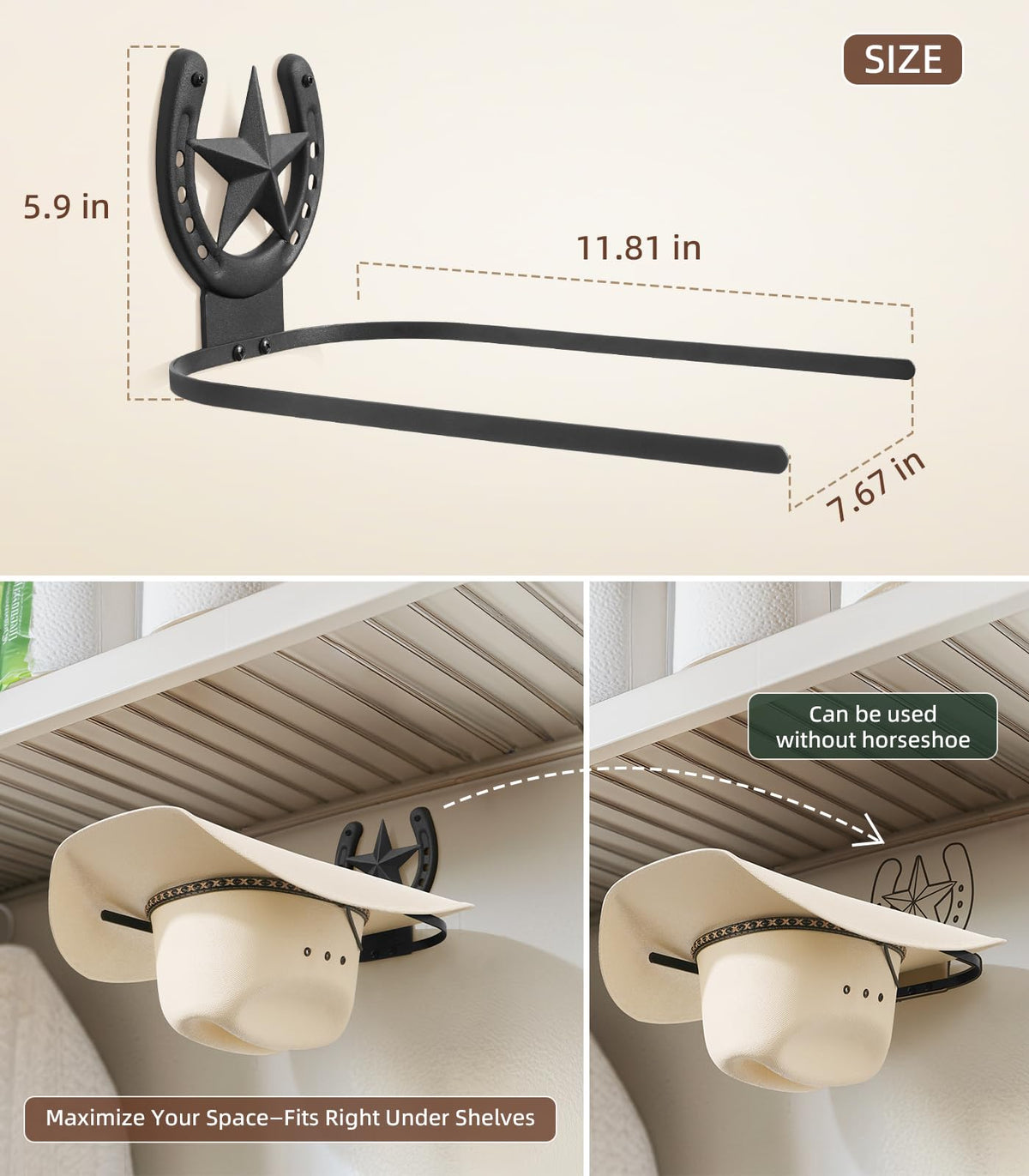 Filano dual-arm hat hanger provides stable support for oversized hats and fedoras