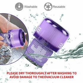 FilledwithLove Dyson V11 filter closeup showing washable, reusable design for long-term use.