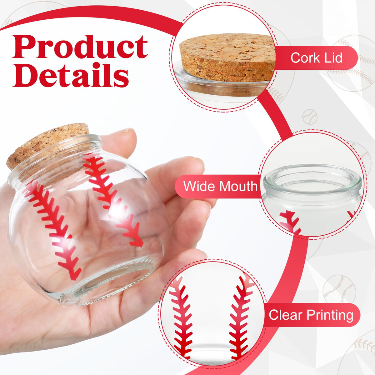 FillTouch baseball dirt jar closeup baseball-pattern, adds themed decor to celebrations.