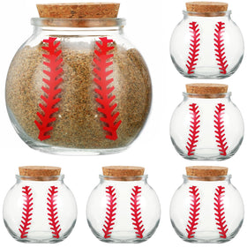 FillTouch baseball dirt jar round glass with cork lid, ideal for keepsake gifts.