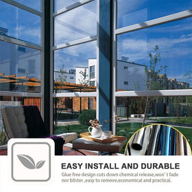 Filmgoo adhesive-free static cling window film for easy setup and removal.
