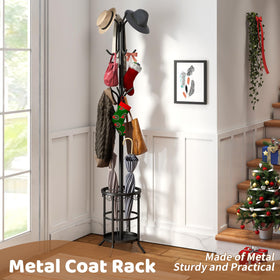 FILWH coat rack twelve hooks metal design maximizes storage for coats, bags, and hats.