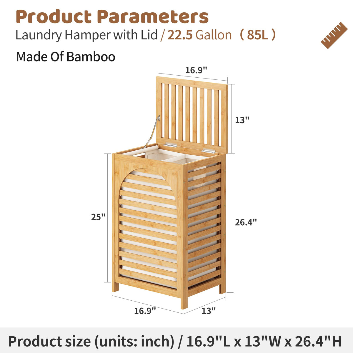 FILWH 85L capacity shown, offering spacious space for family laundry.