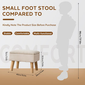 FIMIVIBI beige ottoman lid doubles as hidden storage for small items.