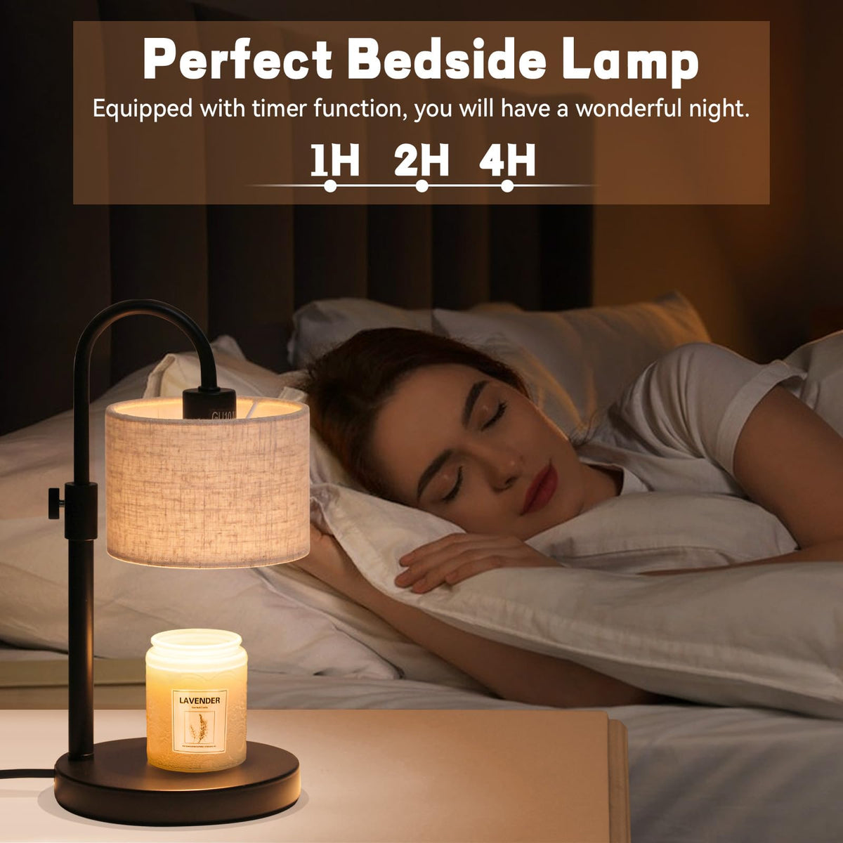 FINCMY candle warmer lamp dimmed glow demonstrates adjustable fragrance intensity.