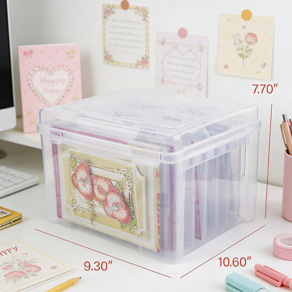 Find Scrapblooms sturdy closures keep cards safely stored and accessible