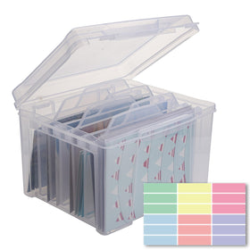 Find Scrapblooms card storage box with 6 removable dividers for organized greeting cards