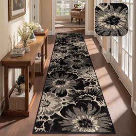 Findosom floral high-low hallway runner adds texture and elegance to busy entryways.