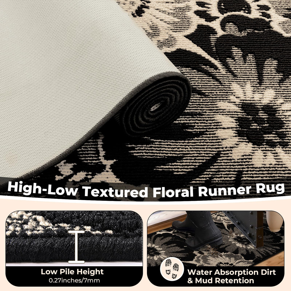 Findosom machine-washable rug for quick, easy cleaning