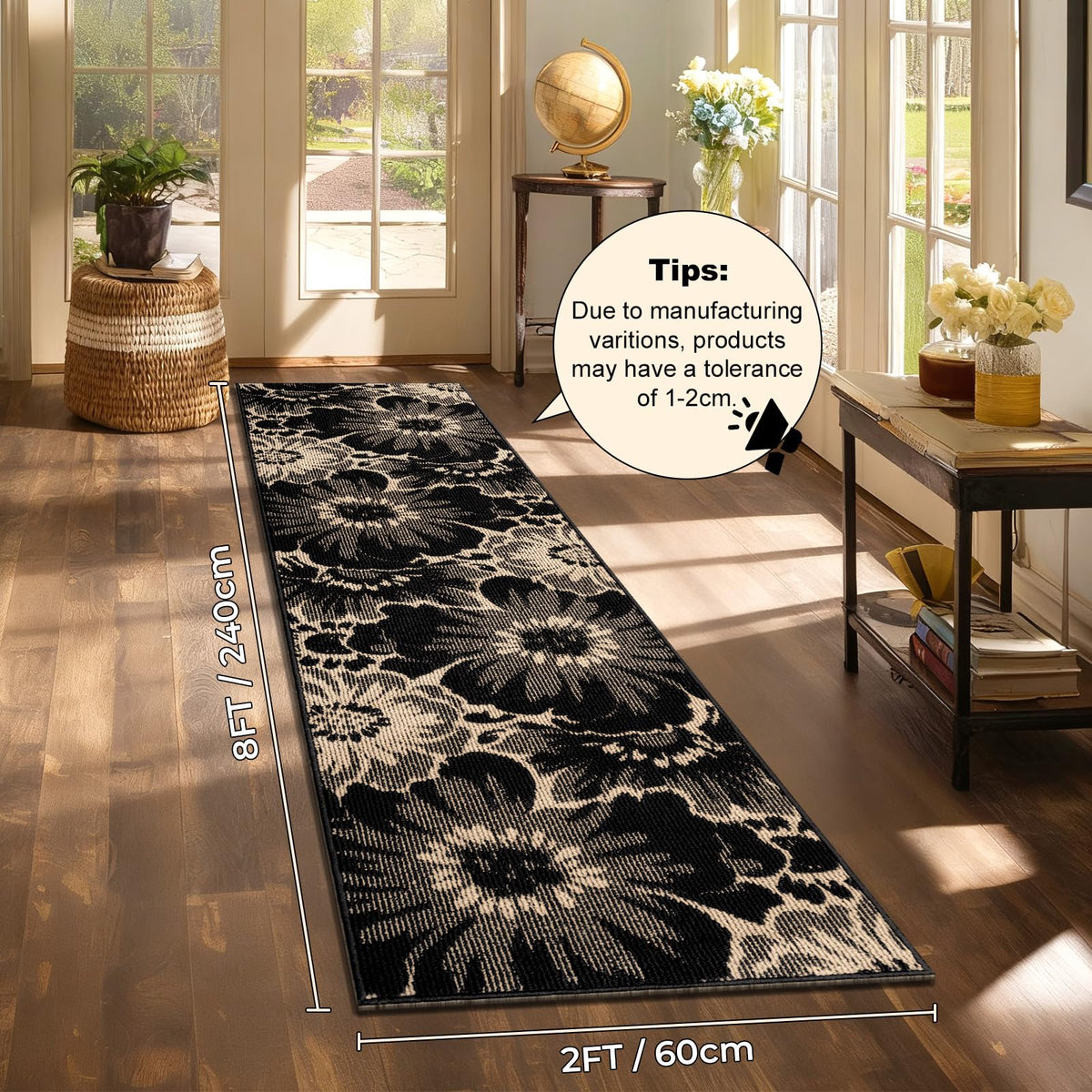 Findosom rubber-backed runner provides non-slip grip on smooth floors