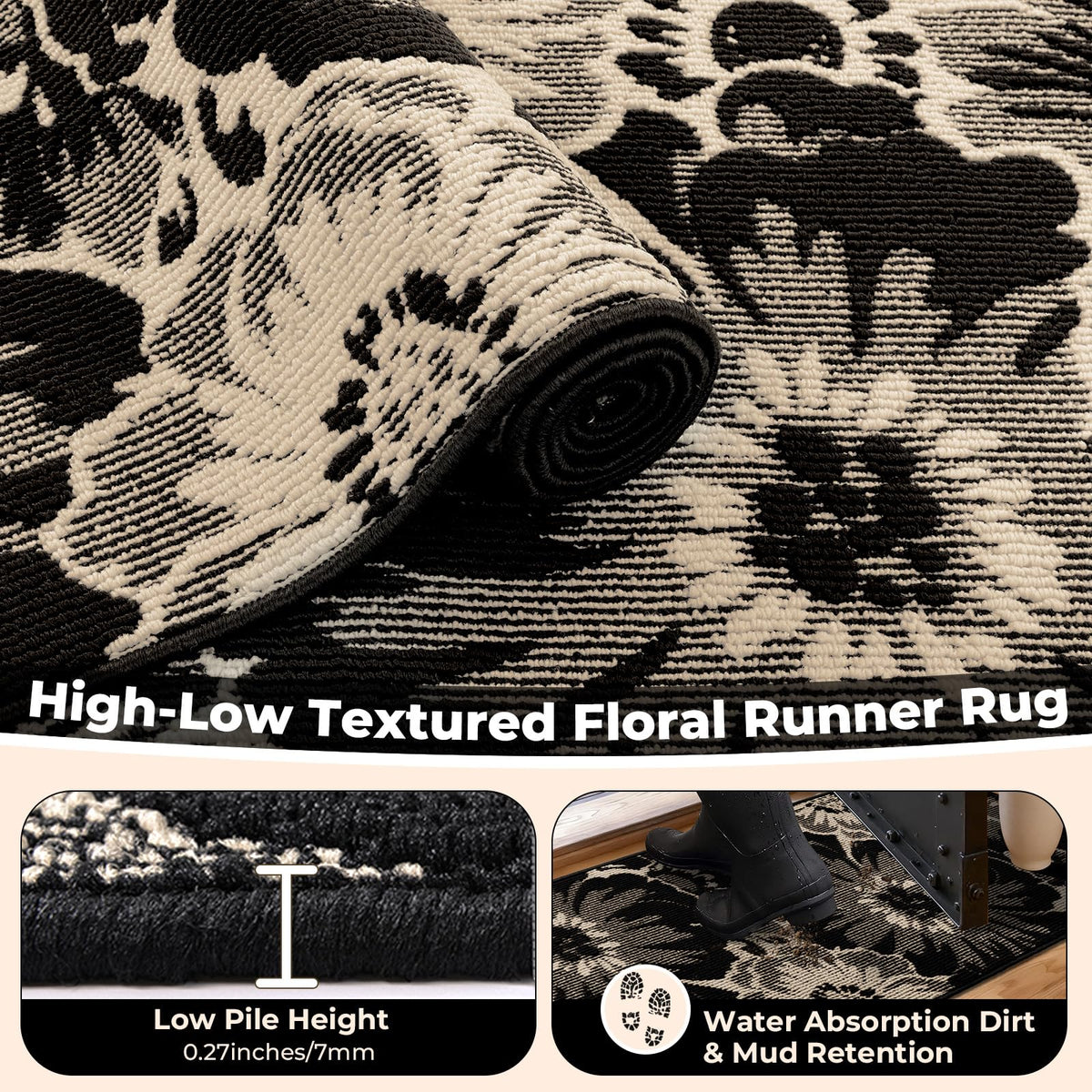 Findosom machine-washable runner stays fresh with easy cold-water cleaning.