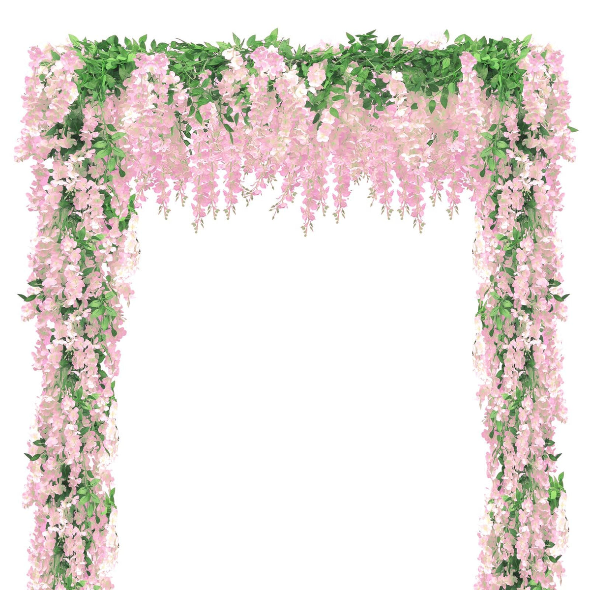 Findosom Wisteria garland pink flowers, 5-pack, 36ft, ideal for wedding arches.