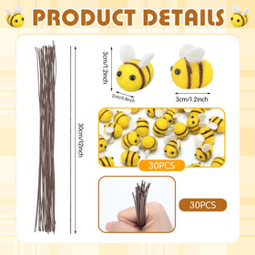 FineCheer felt bees with stems setup for versatile vase accents