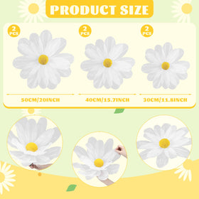 FineCheer giant white daisy 12 inch close up shows silk petals and lifelike stamens