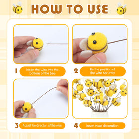 FineCheer small yellow bees table centerpiece in a bright display