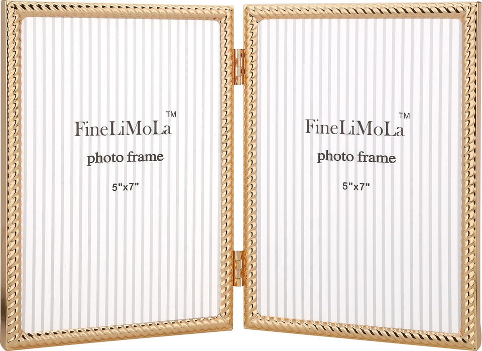 FineLiMoLa rope-design gold frame for a 5x7 photo on a desk