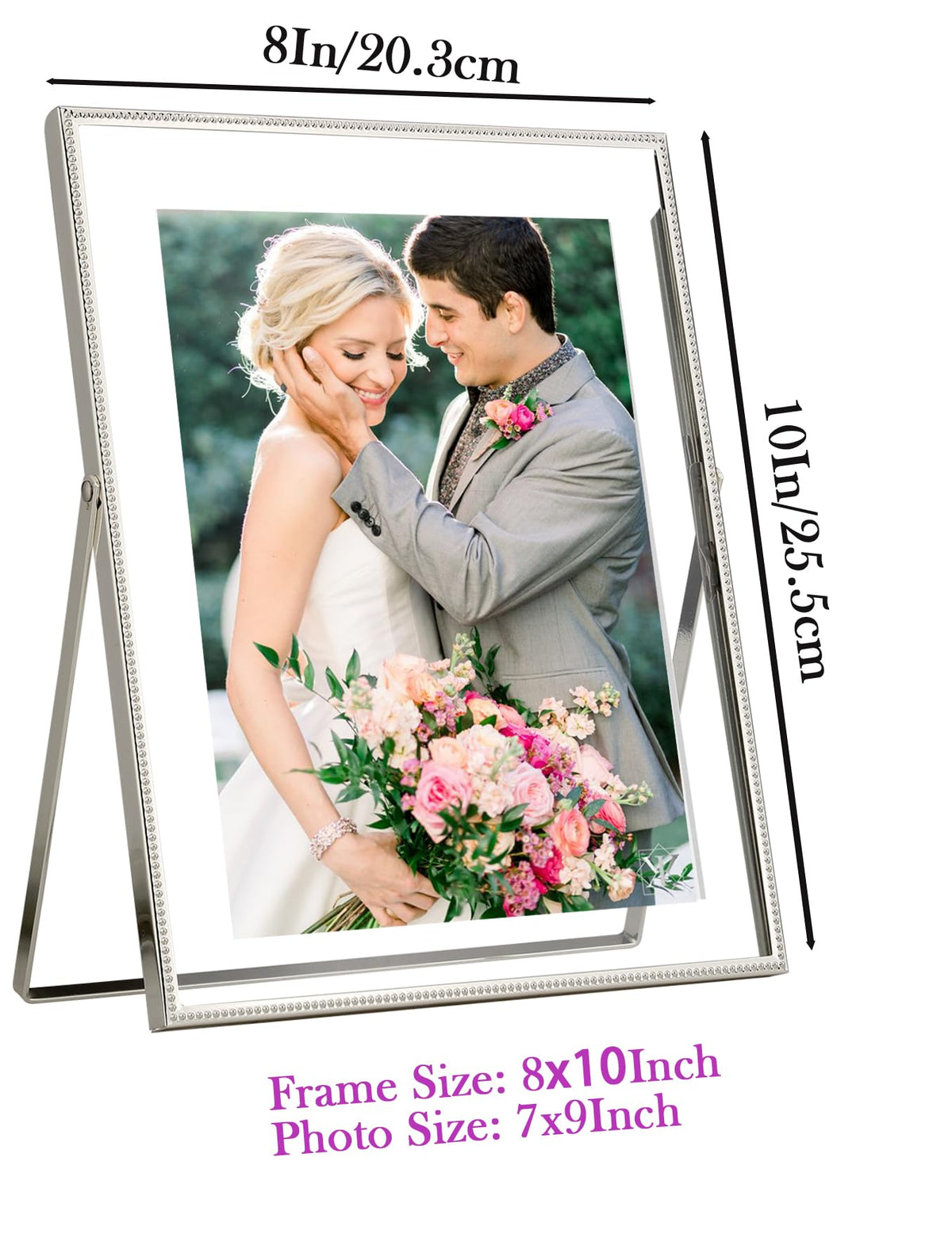 Durable beaded edge frame resists corrosion and keeps photos secure