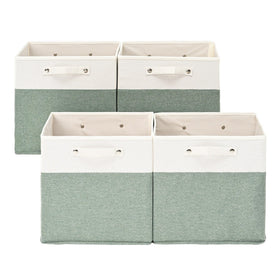 FinishingBo 13x13 fine linen storage bin on a shelf for stylish storage.