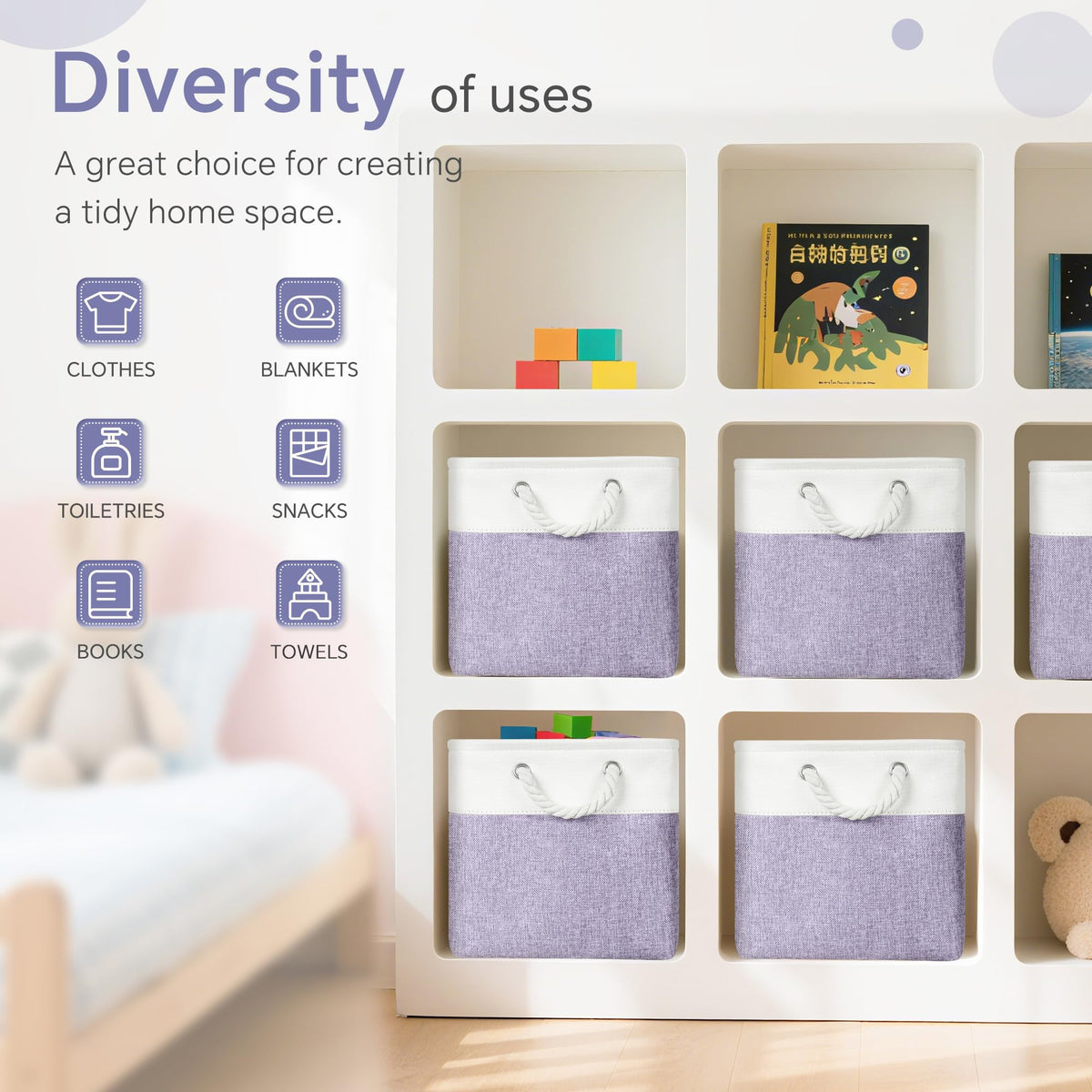 FinishingBo large cube bin dorm-room-use highlights portable storage for campus essentials