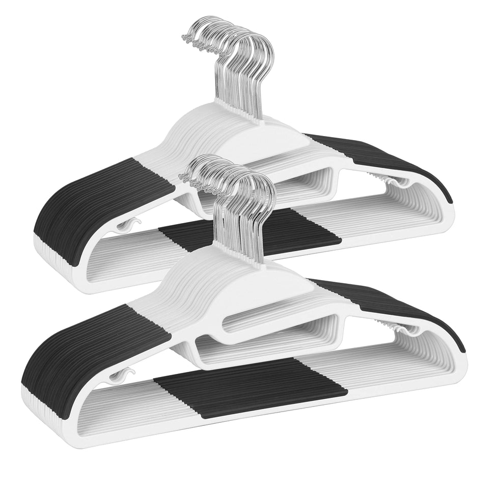 Finnhomy 50-pack plastic hangers with ultra-slim profile for maximum closet space.