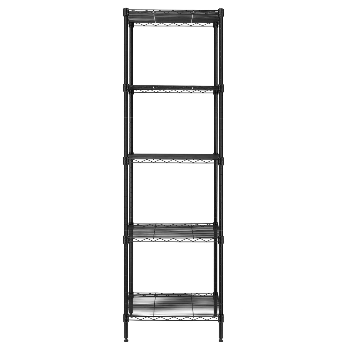 Finnhomy heavy-duty 5-tier shelving assembly demonstrates quick setup.