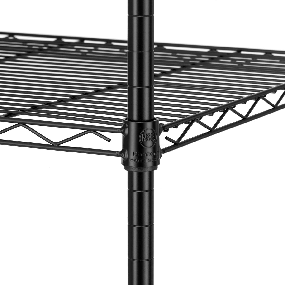 Finnhomy shelving highlights high per-shelf capacity in use.